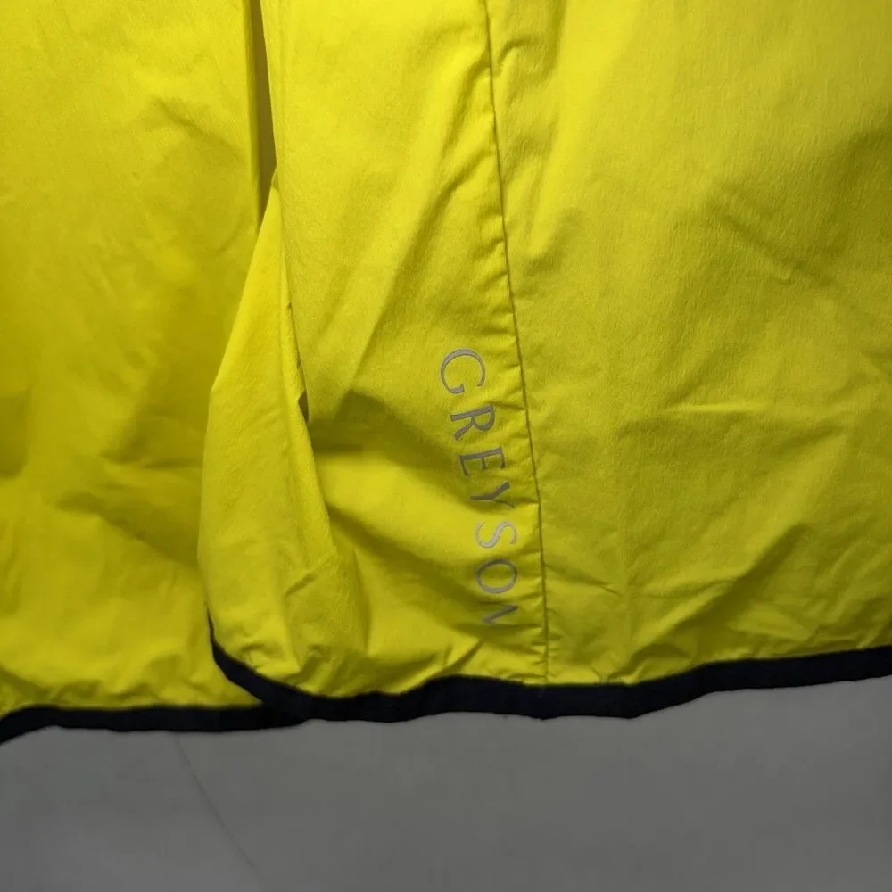 Greyson Newago Pac Lite Hooded Jacket Mens Large Yellow 1/4 Zip Packable Golf